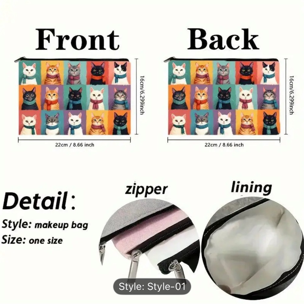 Colorful Cat Pattern Pouch - Picture 5 of 5